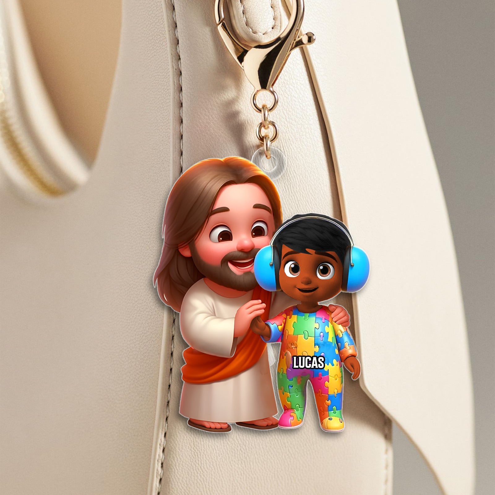 Personalized Gifts For Autism Kid Keychain, God Protect Him/ Her In His Arms 02qhtn050325 - Keychains - GoDuckee