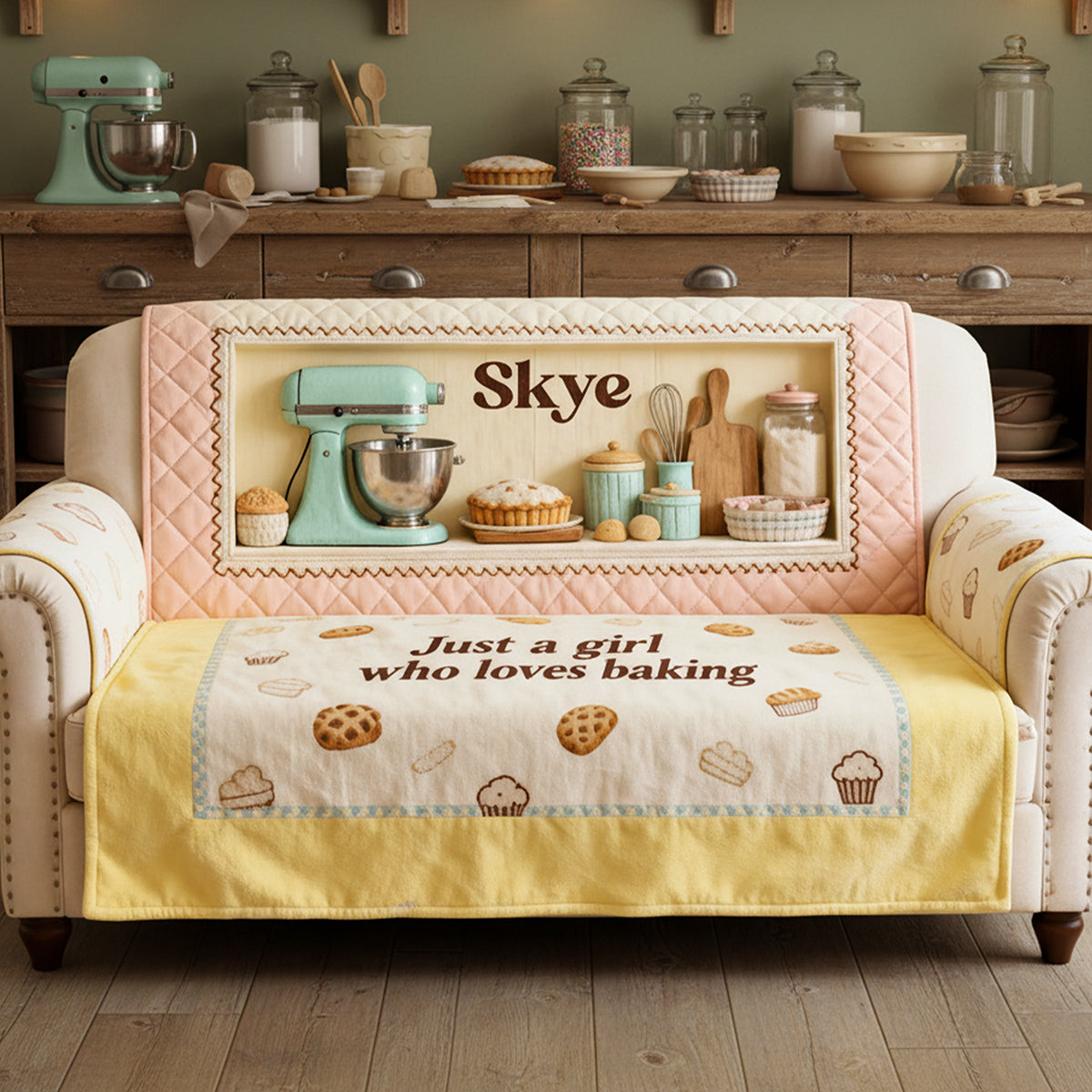 Baked With Love Quilted Sofa Cover - Personalized Gifts For Baking Lovers 02KITA260126 - Sofa Cover - GoDuckee