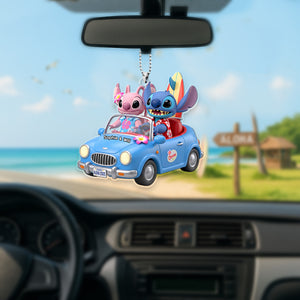 Cute Alien Couple Car Ornament - Personalized Gifts For Couple 02pgmg180725 - Ornament - GoDuckee