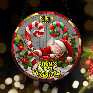 Custom Photo Gifts For Baby Stained Glass Christmas Santa 05xqpu280824 - Ornament - GoDuckee