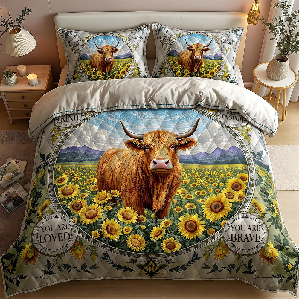 Gifts For Highland Cow Lover Quilt Bed Set, Self-love & Emotional Support 03QHLU200125 - Blanket - GoDuckee