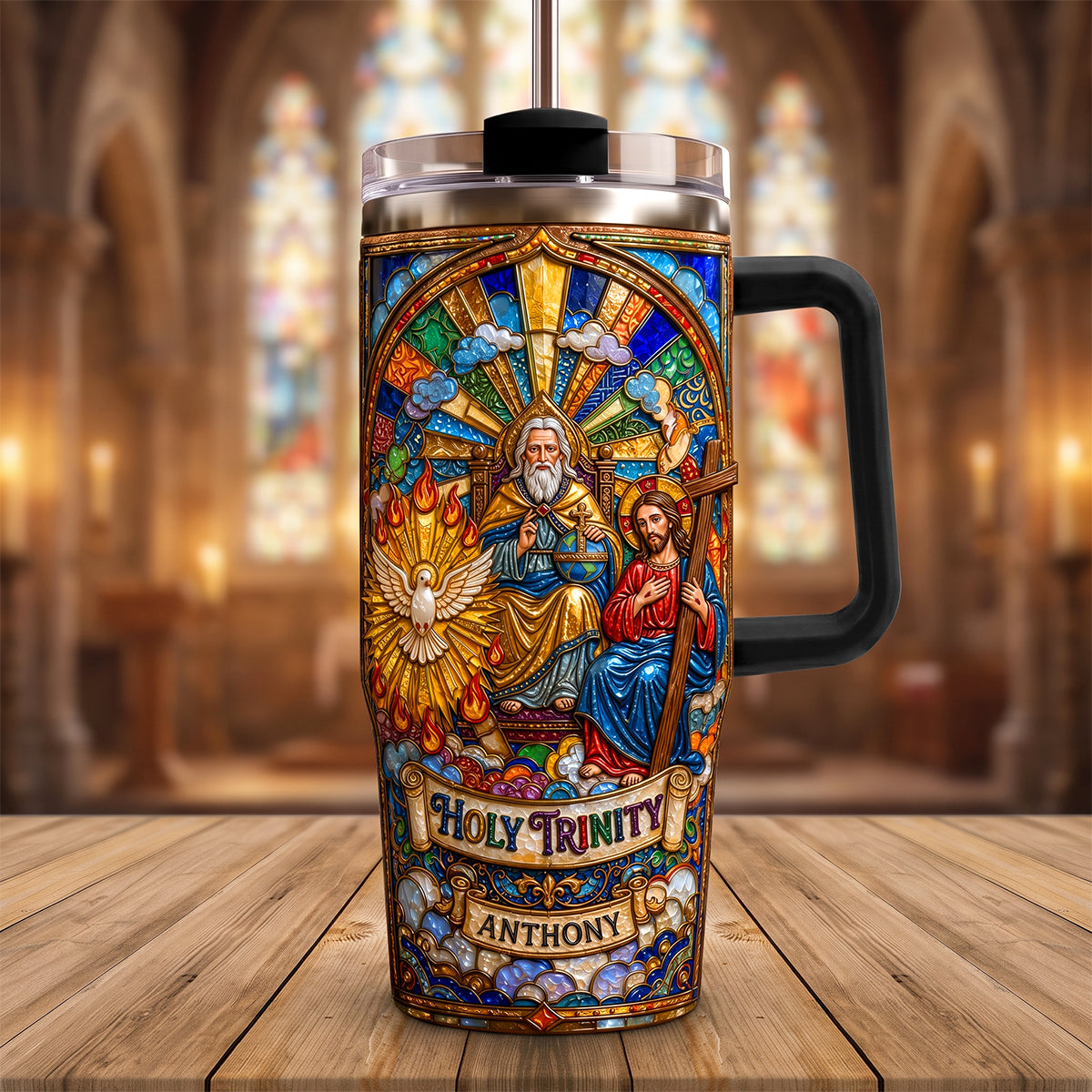 Holy Trinity 40oz Tumbler With Handle - Personalized Gifts For Christians 06padh040726 - Tumbler Cup - GoDuckee