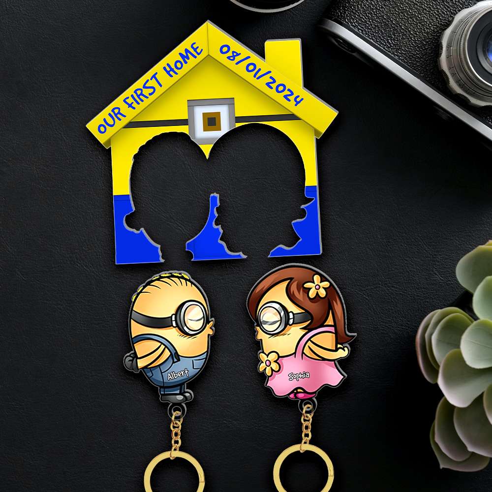 Personalized Gifts For Couple Key Holder, Cute Cartoon Couple Kissing 06xqqn160824 - Key Holder - GoDuckee