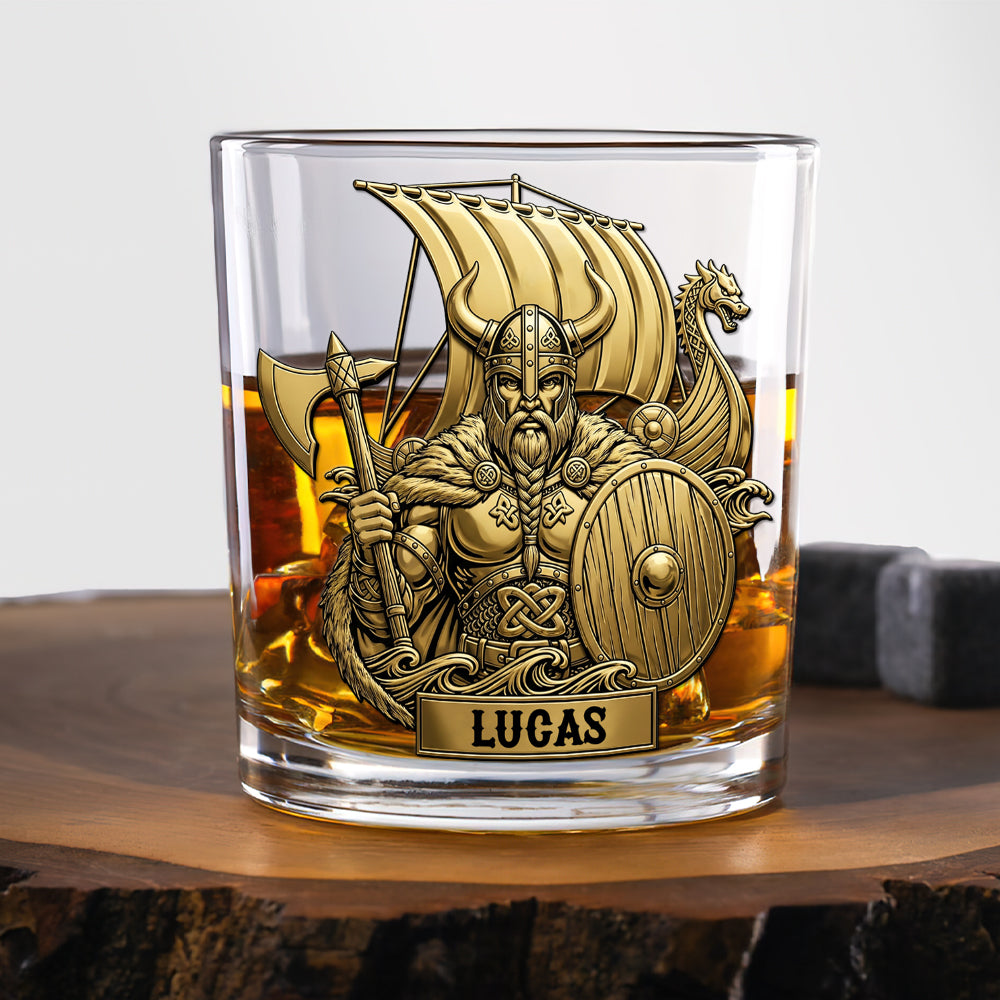 True Warriors Whiskey Glass Personalized Viking Gifts 03NATN050825 - Whiskey Glass - GoDuckee