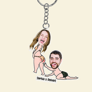 Funny Naughty Couple- Upload Photo- Personalized Keychain- Gift For Couple - Keychains - GoDuckee