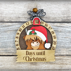 Gifts For Cow Lovers Christmas Ornament 49acxx280824 Highland Cow Countdown Days Until Christmas - Ornament - GoDuckee