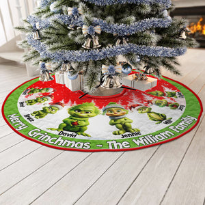 Personalized Gifts For Family, Green Monsters Quilted Tree Skirt 01OHLU251124 - Tree Skirt - GoDuckee