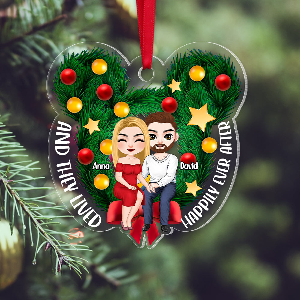 And They Lived Happily Ever, Personalized Acrylic Ornament, PW-04HUTN190923HH, Christmas Gift For Couple - Ornament - GoDuckee