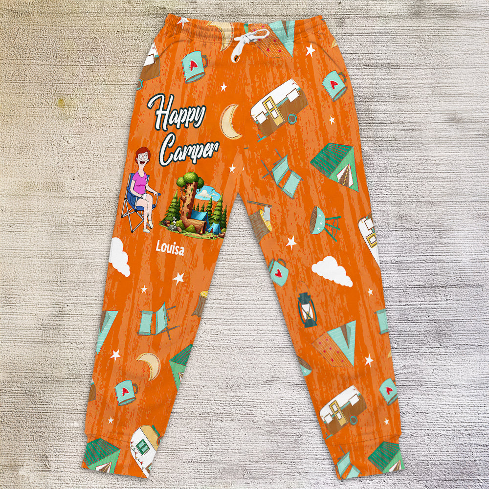 Personalized Gifts For Campers Sweatpants Happy Camper 02KADT140225PA - Shorts and Pants - GoDuckee