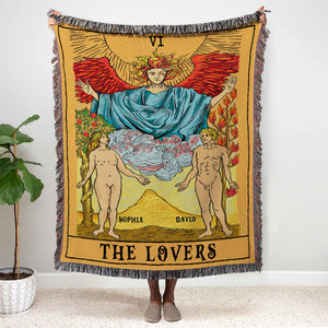 Personalized Tarot Couple Woven Blanket, Gift For Couple - Blanket - GoDuckee
