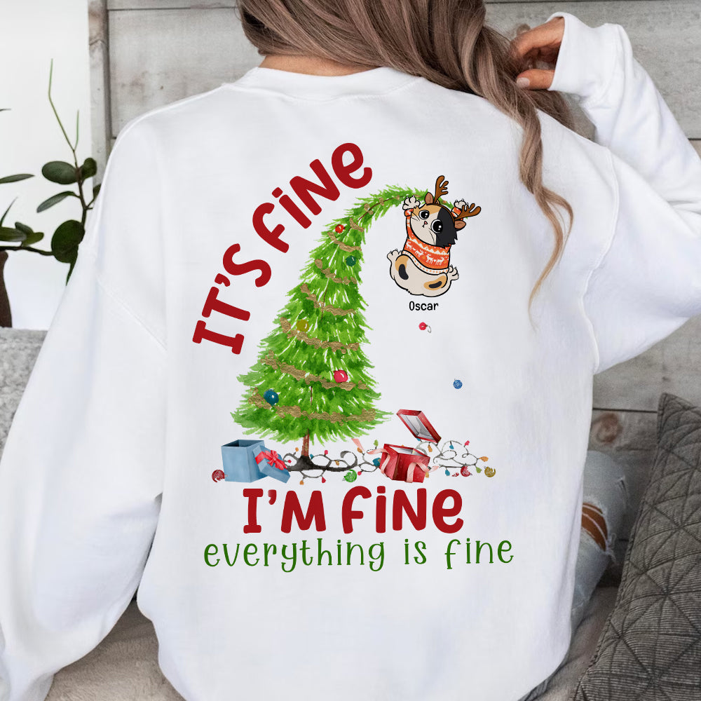 Cat It's Fine I'm Fine Everything Is Fine Personalized Shirts, Naughty Cat Shirt, Gifts For Cat Moms, Cat Dads - Shirts - GoDuckee