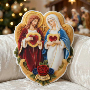 Sacred Hearts Christian Pillow - Personalized Gifts For Christian Family 02TGLU191225 - Pillow - GoDuckee