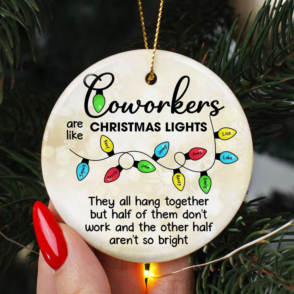 Personalized Gifts For Coworkers Ceramic Ornament Christmas Light 06ACDT201124 - Ornament - GoDuckee