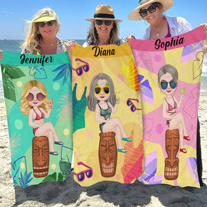 Besties Summer Beach Towel-Personalized Beach Towel- Gift For Friends- Summer Friends Gift - Beach Towel - GoDuckee