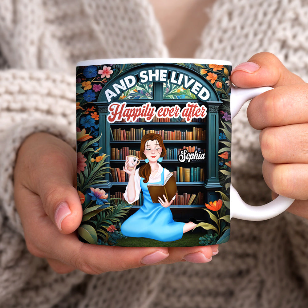 Personalized Gifts For Book Lovers Coffee Mug And She Lived Happily Ever After - Coffee Mugs - GoDuckee