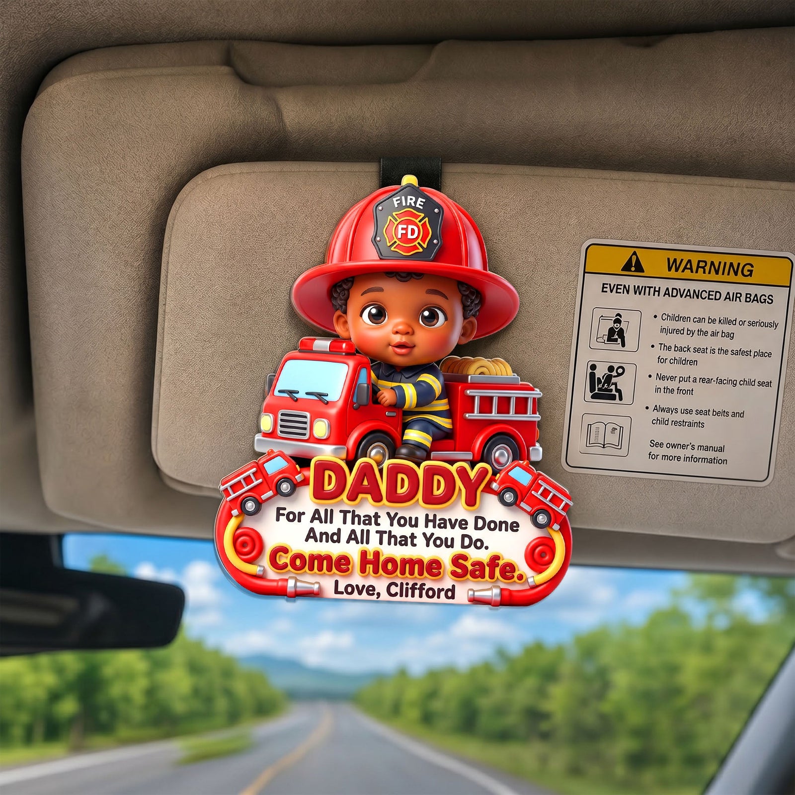 Firefighter Hero Dad - Custom Photo Acrylic Car Visor Clip Gifts For Dad 03HULU270526 - Car Visor Clip - GoDuckee
