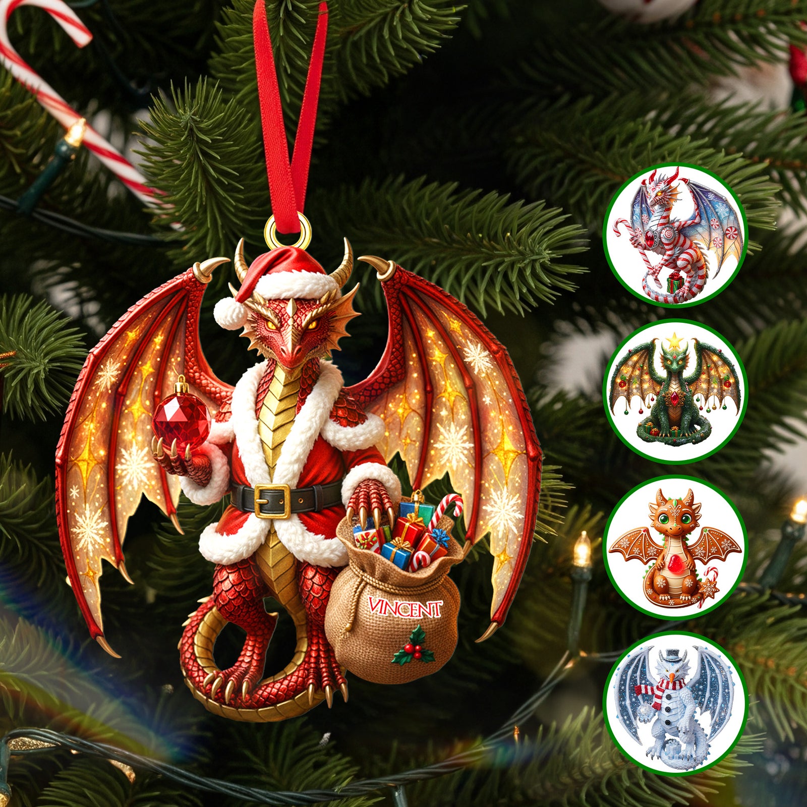 Christmas Dragon Acrylic Ornament - Personalized Gift For Christmas Ornament 01PAMG170925 - Ornament - GoDuckee