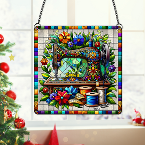 Personalized Gifts For Sewing Lover Suncatcher Acrylic Sewing Machine With Flowers 01XQPU310824 - Ornament - GoDuckee