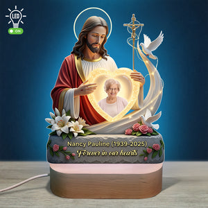 In The Arms Of Jesus Led Light - Custom Photo Gifts For Christ In Heaven 02HUQN030625 - Led Night Light - GoDuckee