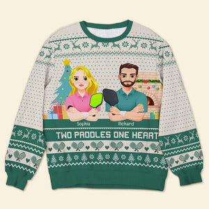 Personalized Christmas Gifts For Couple Love Pickleball Ugly Sweater 03XQQN221024PA - Ugly Christmas Sweater - GoDuckee