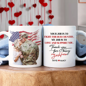 Thank You For Being My Hero, Personalized Military Mug, Gifts For Husband - Coffee Mug - GoDuckee