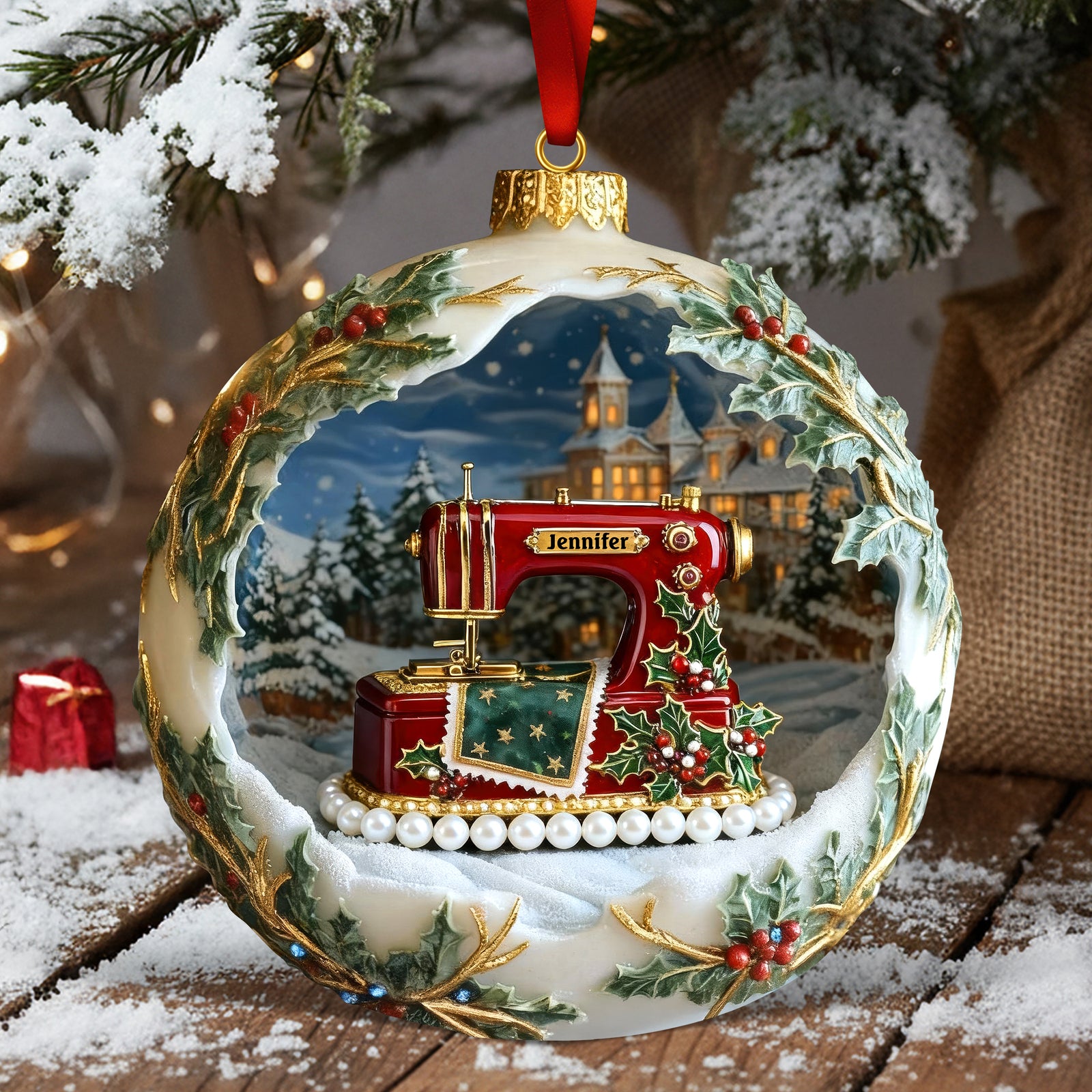 Antique Sewing Machine Ornament - Personalized Gifts For Sewing Lovers 06QHQN041125 - Ornament - GoDuckee