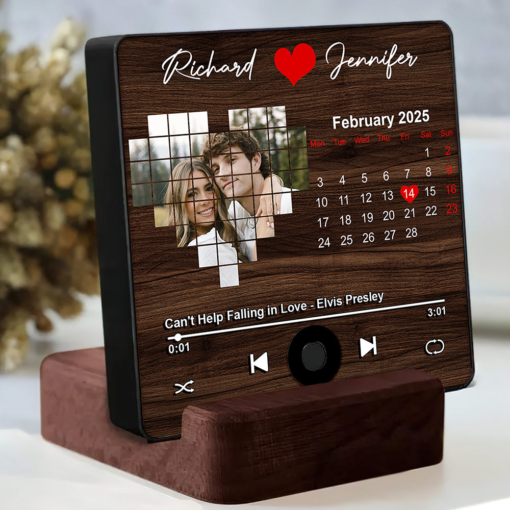 Custom Music & Photo Fridge Magnet Gifts For Couple Calendar Heart 05KAQN301224 - Fridge Magnet - GoDuckee
