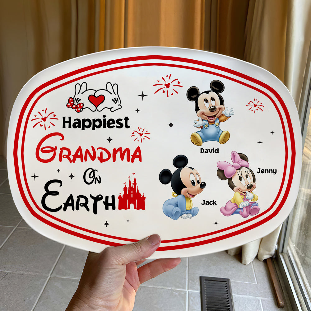 Personalized Gifts For Grandma Plate Happiest Grandma On Earth 01OHTN270324 - Plates - GoDuckee