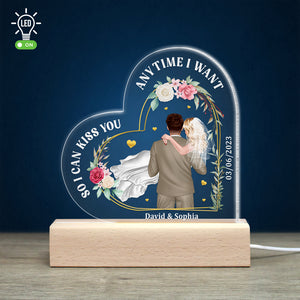 So I Can Kiss You Anytime I Want - Personalized Led Light - Gift For Couple - Led Night Light - GoDuckee