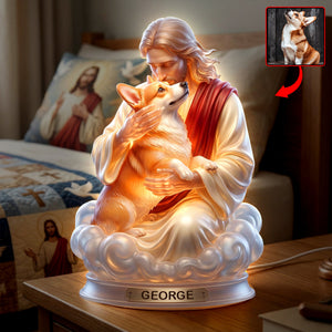 Peaceful Dog In Jesus Arm Light Box - Custom Photo Gifts For Pet Owners 03qhqn270326 - Light Box - GoDuckee