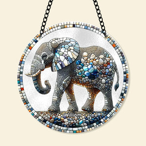 Personalized Gift For Christmas Gravel Elephant Suncatcher Ornament 63ACQN290824 - Ornament - GoDuckee