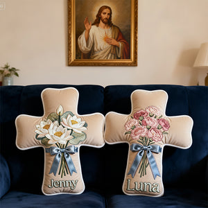 Birth Flower Christian Custom Shaped Pillow - Personalized Gifts For Christian 01nata251225 - Pillow - GoDuckee