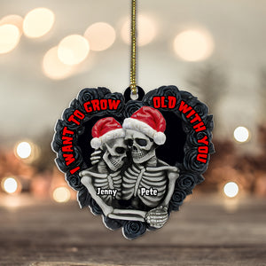 Personalized Skull Couple Wood Ornament Gift For Couple - Ornament - GoDuckee