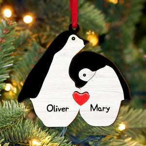 Personalized Gifts For Couple, Christmas Penguin Wood Ornament 02NATN210924 - Ornament - GoDuckee