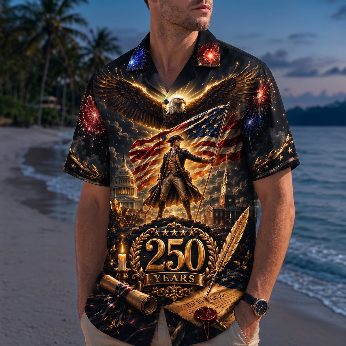 Proud American - Celebrated America 250th Anniversary Hawaiian Shirt - Personalized Gifts For Patriots 03todt090626 - Hawaiian Shirts - GoDuckee