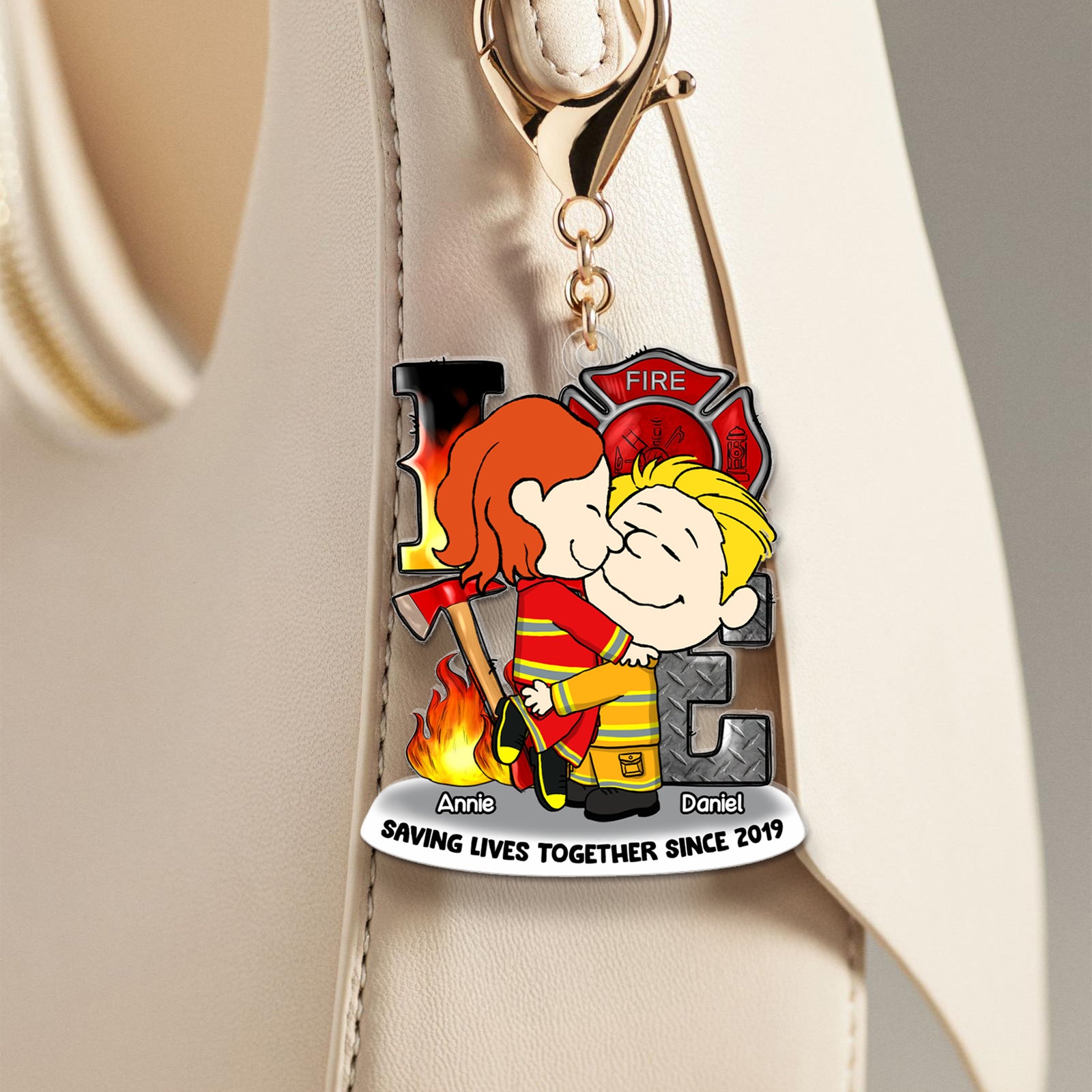 Personalized Gift For Firefighter Couple Acrylic Keychain 04OHLU150125HG - Keychains - GoDuckee