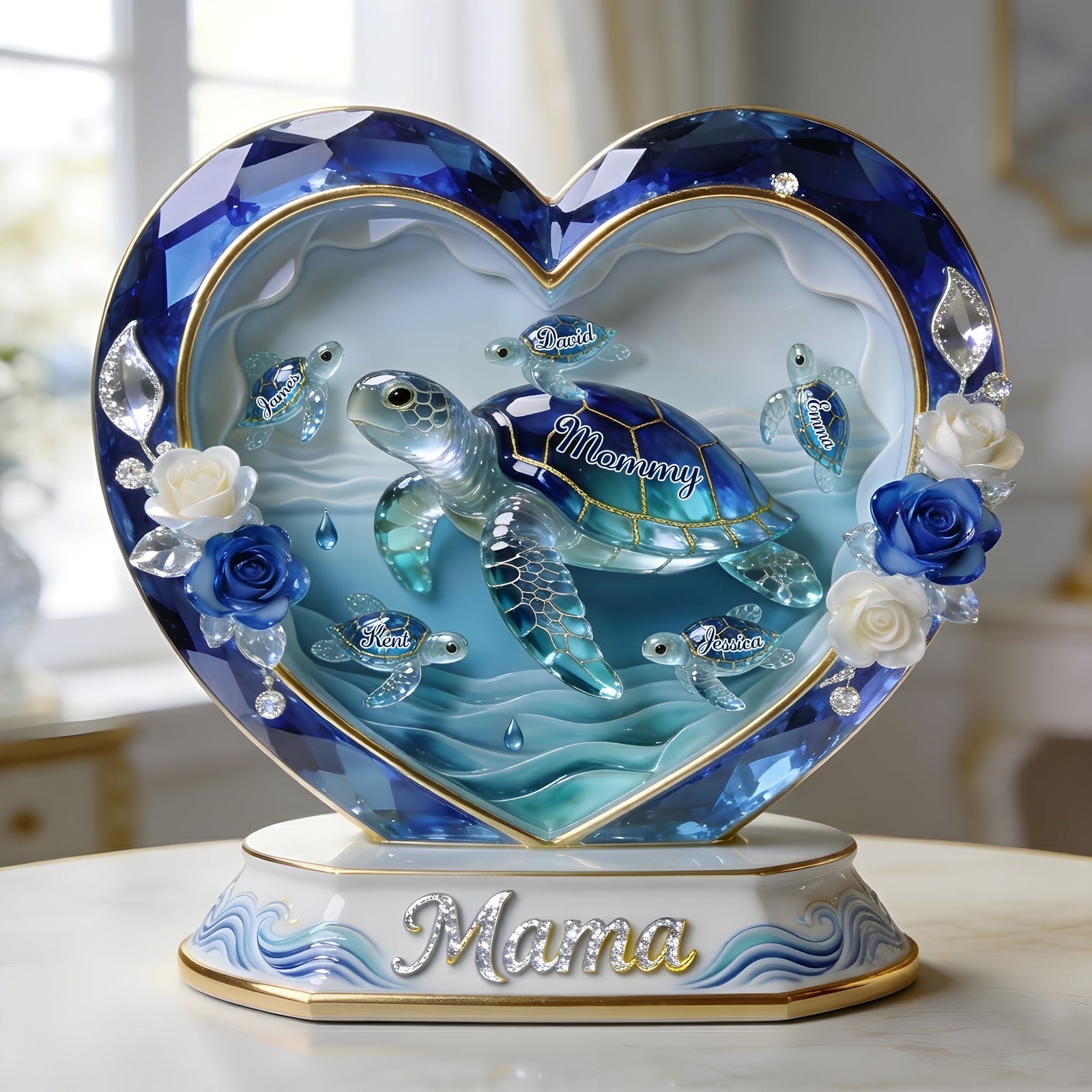 Sea Theme Turtle Mom And Kids Acrylic Plaque - Personalized Gifts For Mother's Day Plaque 04PGLU080426 - Shaped Plaques - GoDuckee