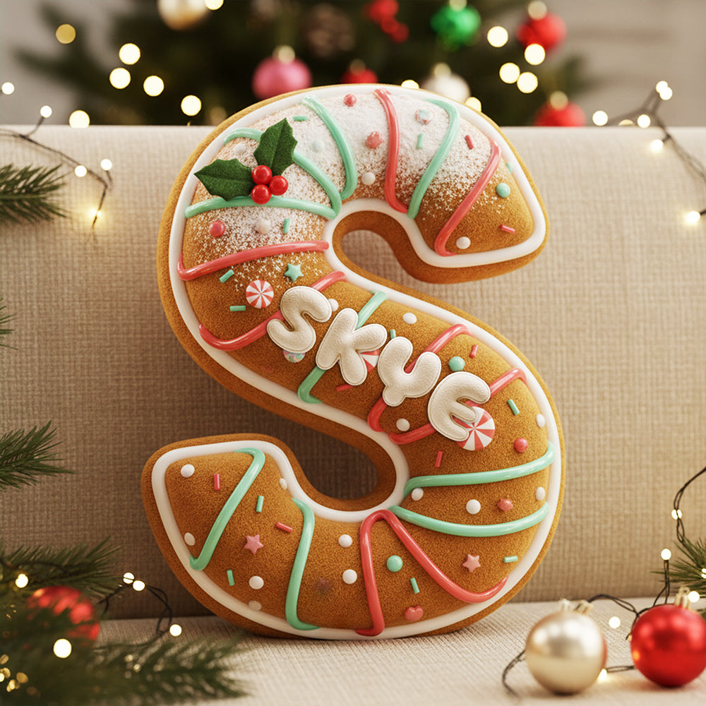 Gingerbread Alphabet Custom Shape Pillow - Personalized Gifts For Christmas 03hyta121125 - Pillow - GoDuckee