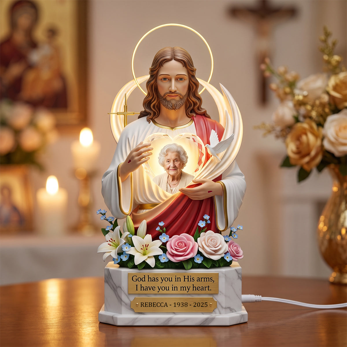 Memorial Heaven With Jesus Light Box - Custom Photo Memorial Gifts 05hudh250626 - Light Box - GoDuckee