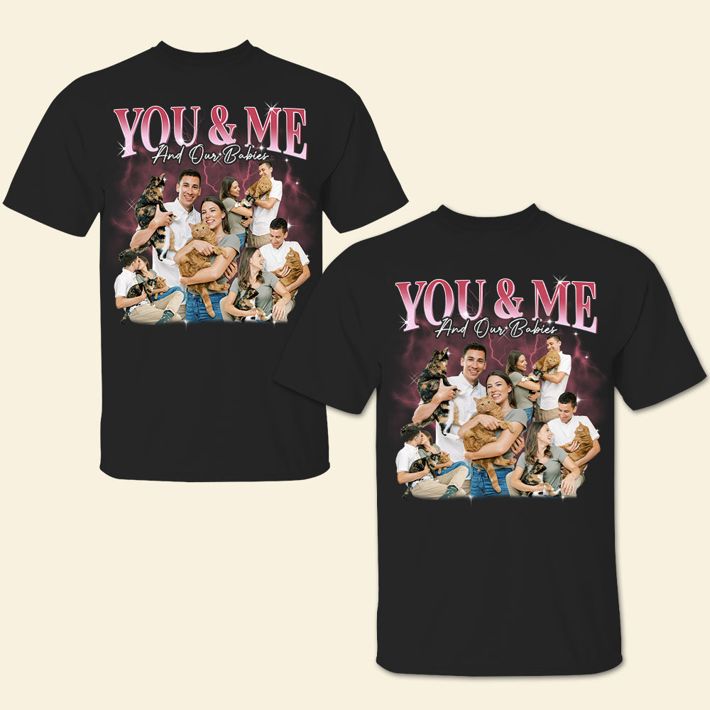 You & Me And Our Baby, Personalized Shirt, Couple And Pets Bootleg Shirt - Shirts - GoDuckee