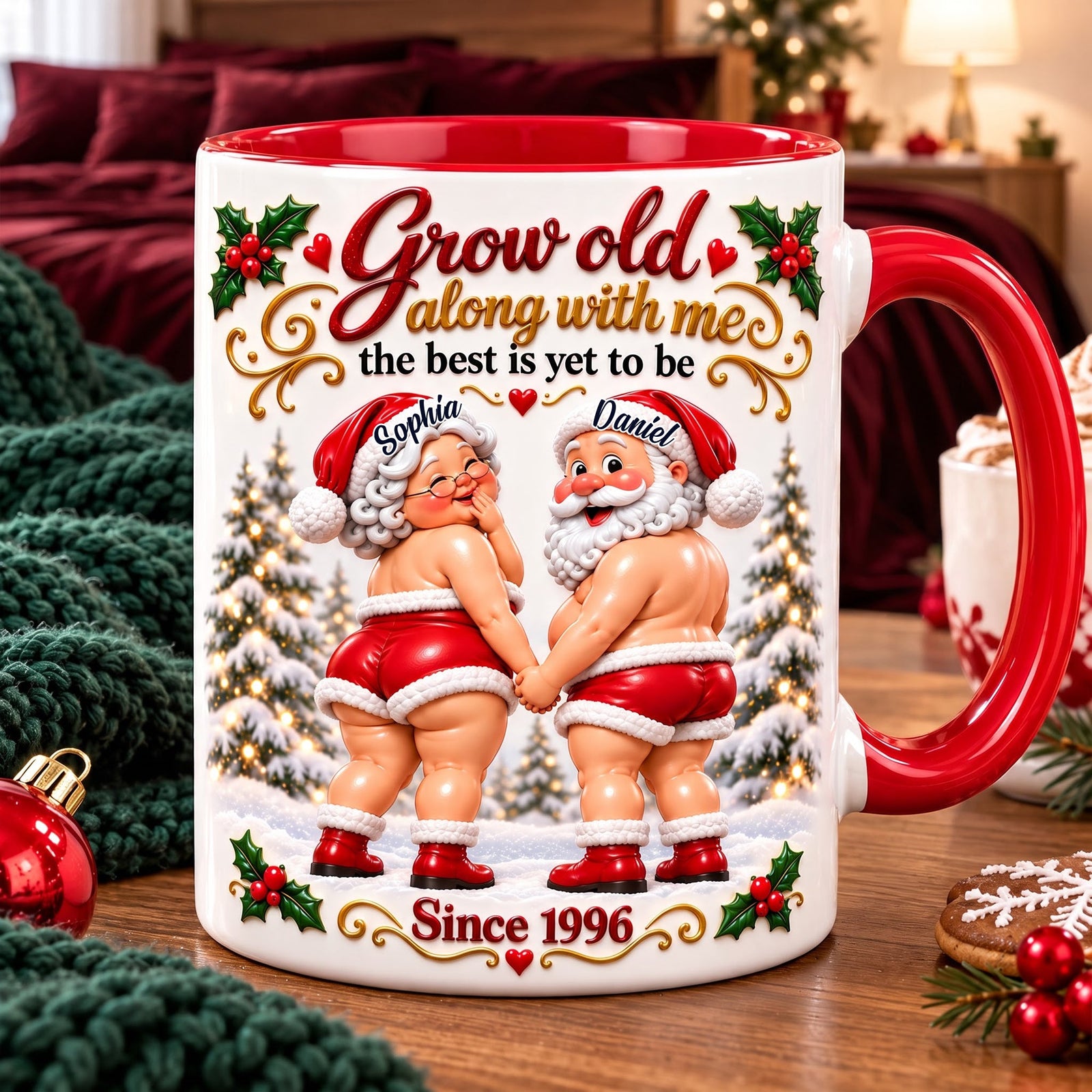 Santa Old Couple Accent Mug - Personalized Christmas Gifts For Couple 04nalu201026 - Coffee Mug - GoDuckee