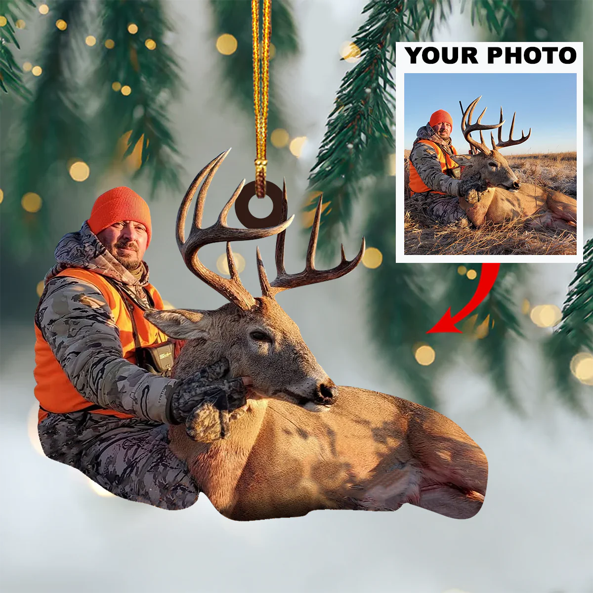 Custom Photo Gifts For Hunter, Deer Hunting Photo Christmas Ornament 29pgxx290824 - Ornament - GoDuckee