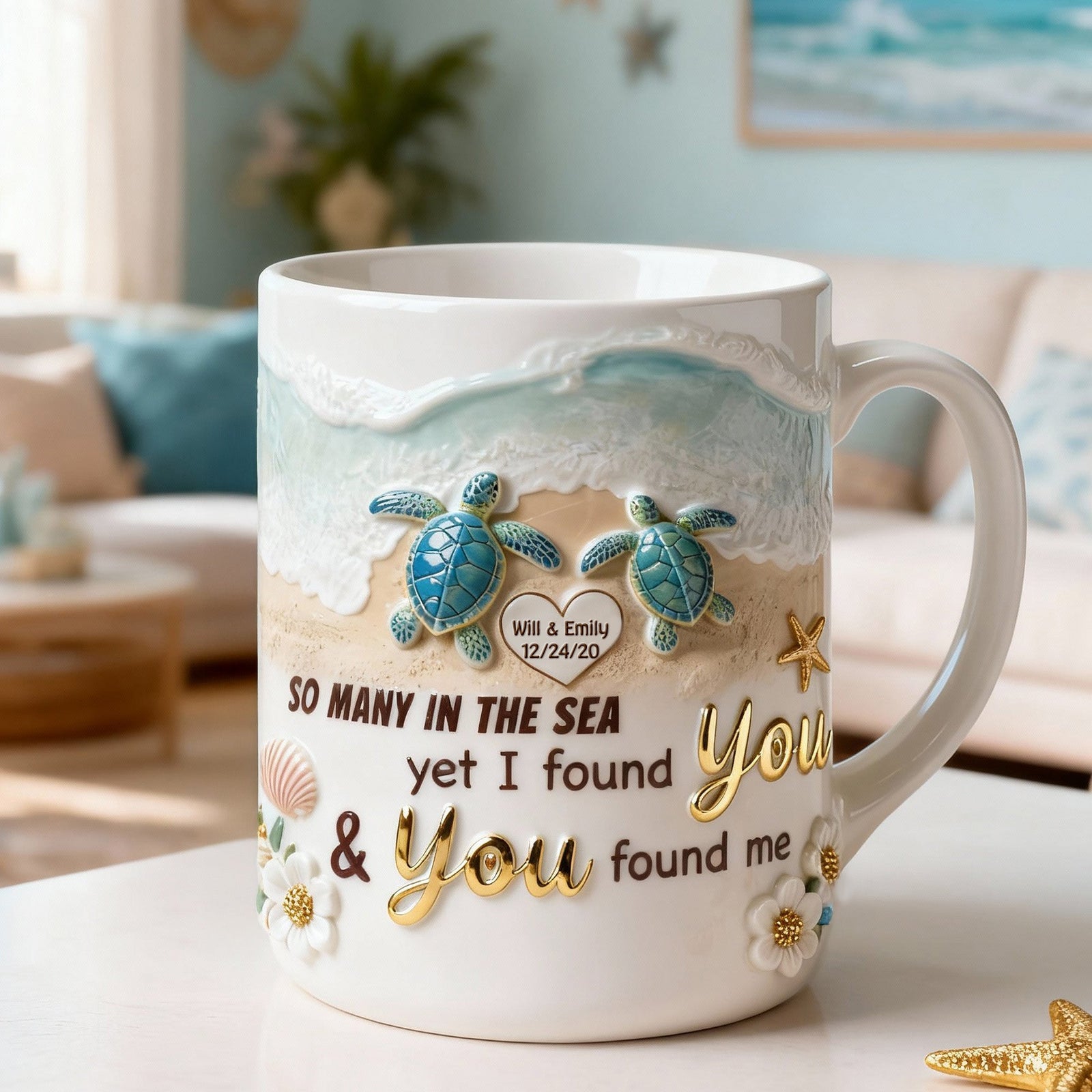 Turtle Couple Coffee Mug - Personalized Gifts For Couple 04tomg150126 - Coffee Mug - GoDuckee