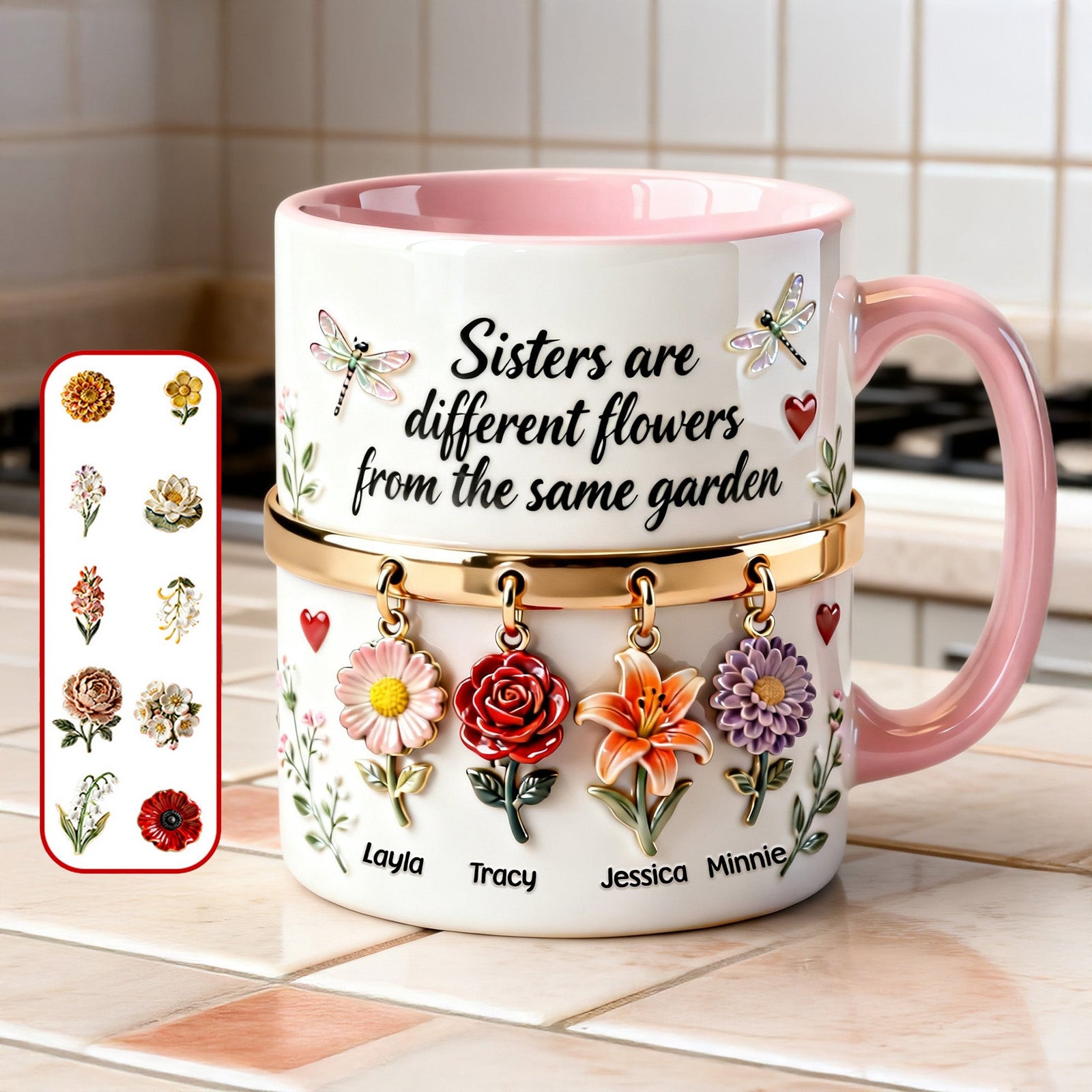 Birth Flowers Coffee Accent Mug - Personalized Gifts For Sisters 02NAMG261225 - Coffee Mug - GoDuckee