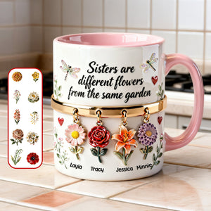Birth Flowers Coffee Accent Mug - Personalized Gifts For Sisters 02NAMG261225 - Coffee Mug - GoDuckee