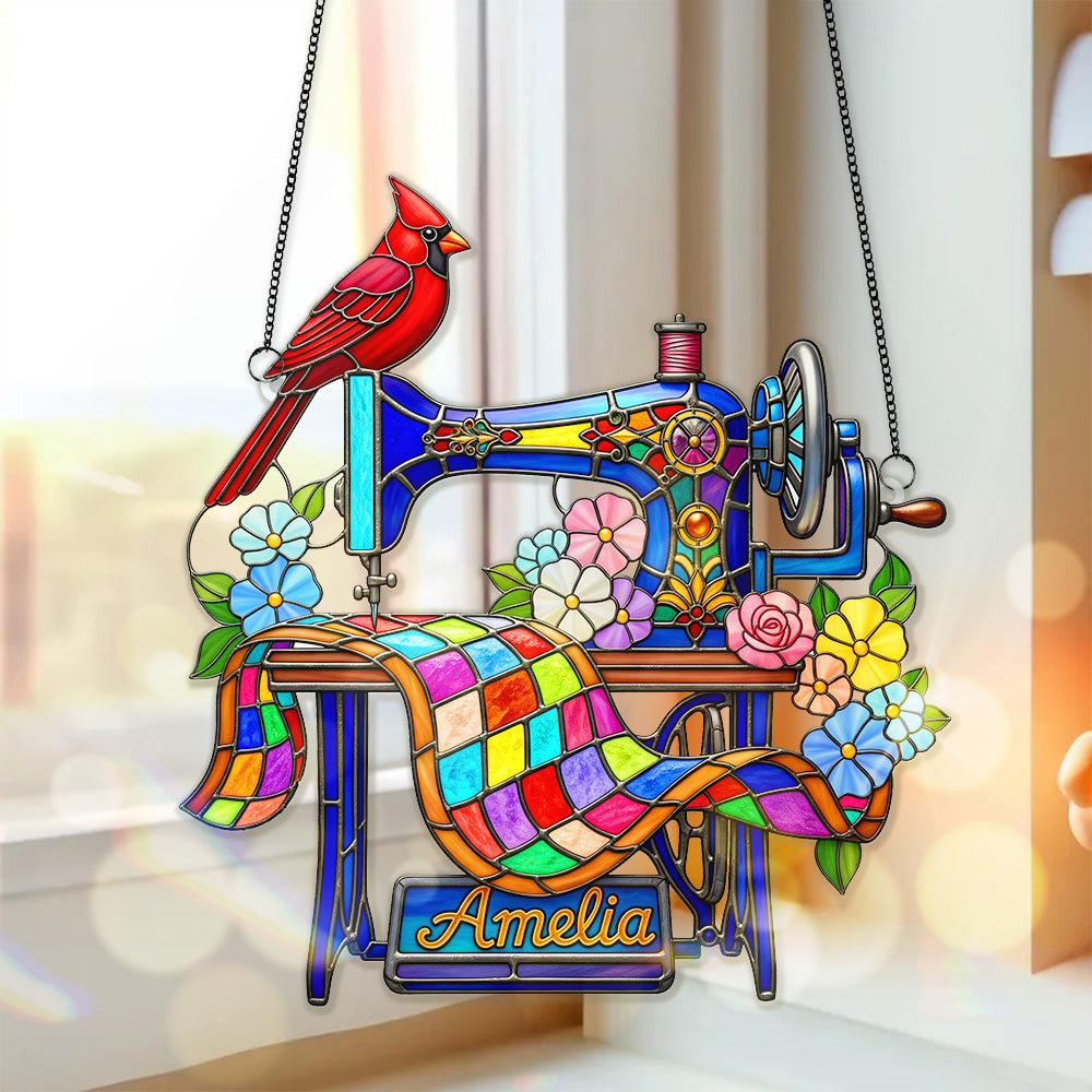 Sewing Machine Suncatcher Ornament - Personalized Gifts For Heaven Memorial 03OHMG060825 - Ornament - GoDuckee