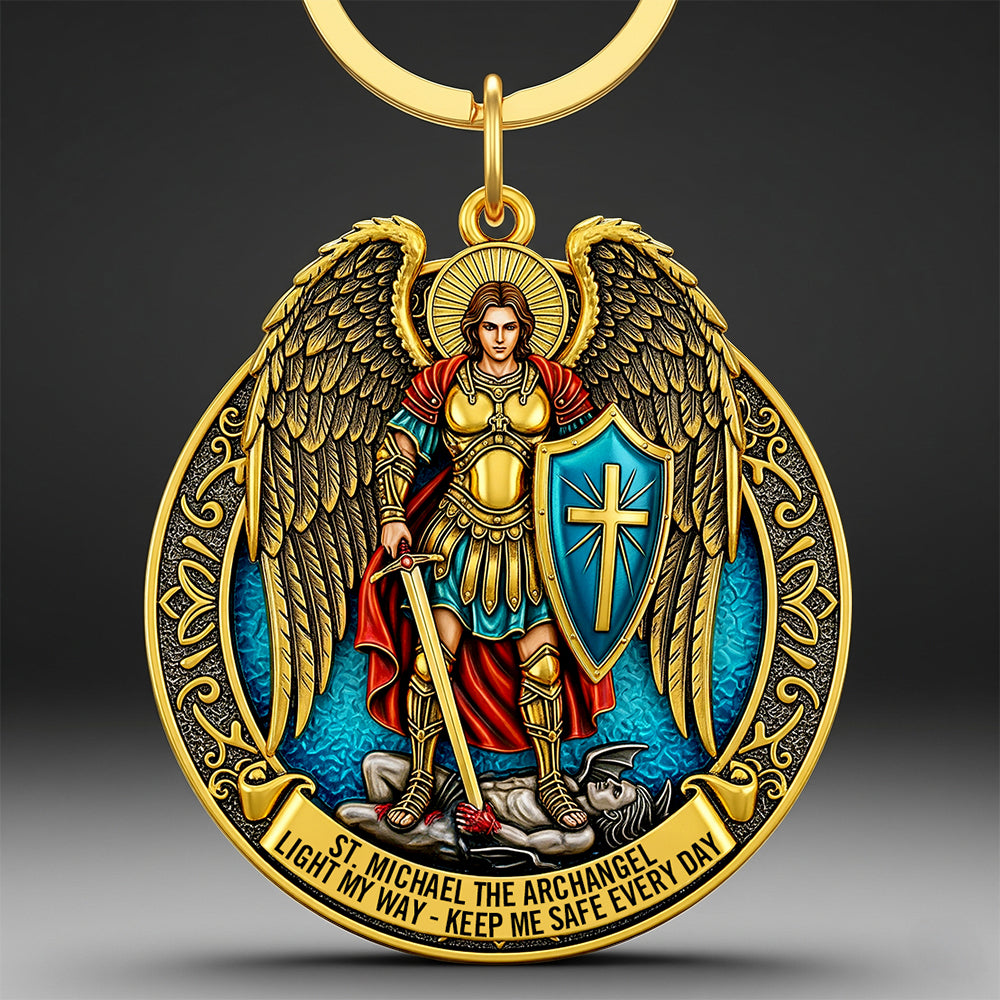 St. Michael the Archangel Keychain Gifts for Catholic 05HUDT290525 - Keychains - GoDuckee
