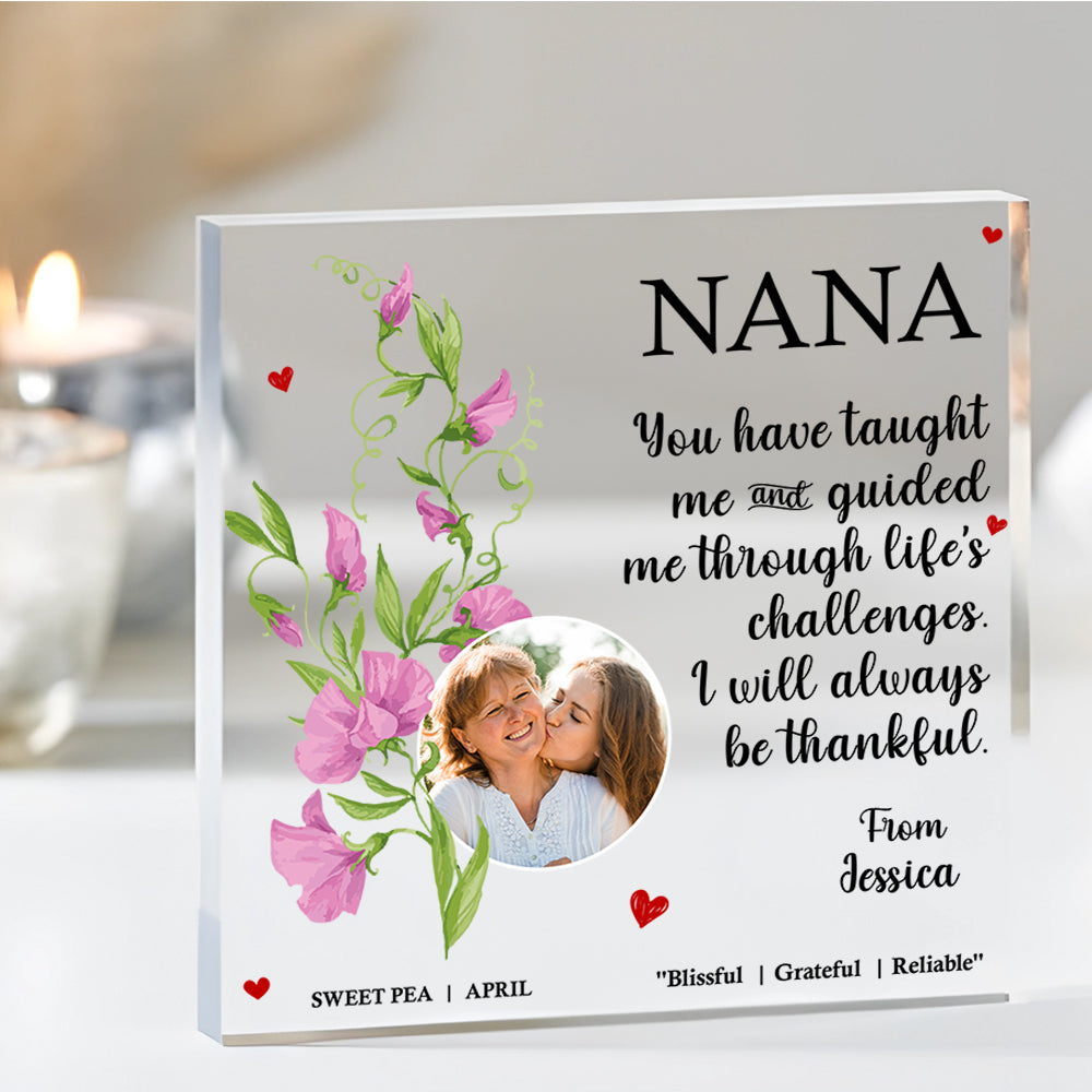 Custom Photo Gifts for Grandma Plaque Always Be Thankful - Shaped Plaques - GoDuckee