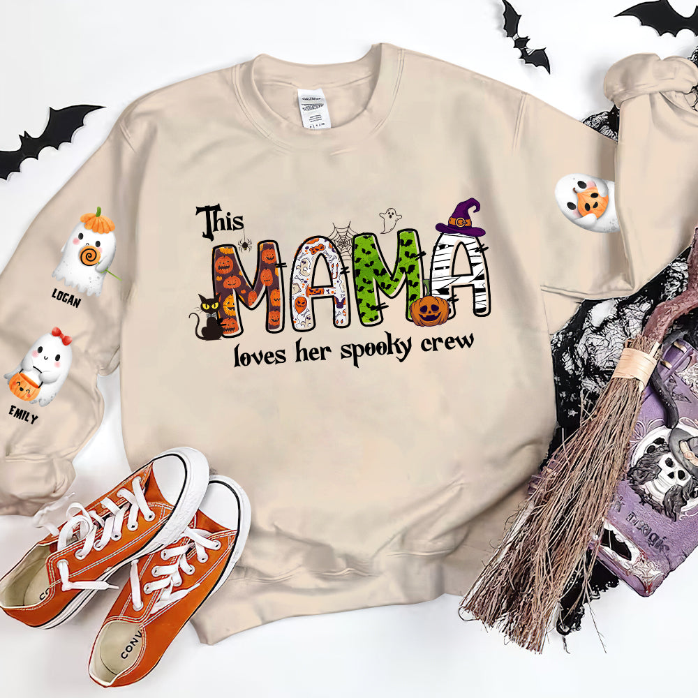 This Mama Loves Her Spooky Crew Personalized 3D Shirt, Gift For Mom - AOP Products - GoDuckee