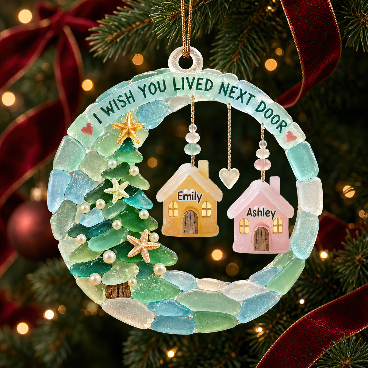 Besties House Seaglass Acrylic Ornament - Personalized Christmas Gifts 01nadt211026 - Ornament - GoDuckee